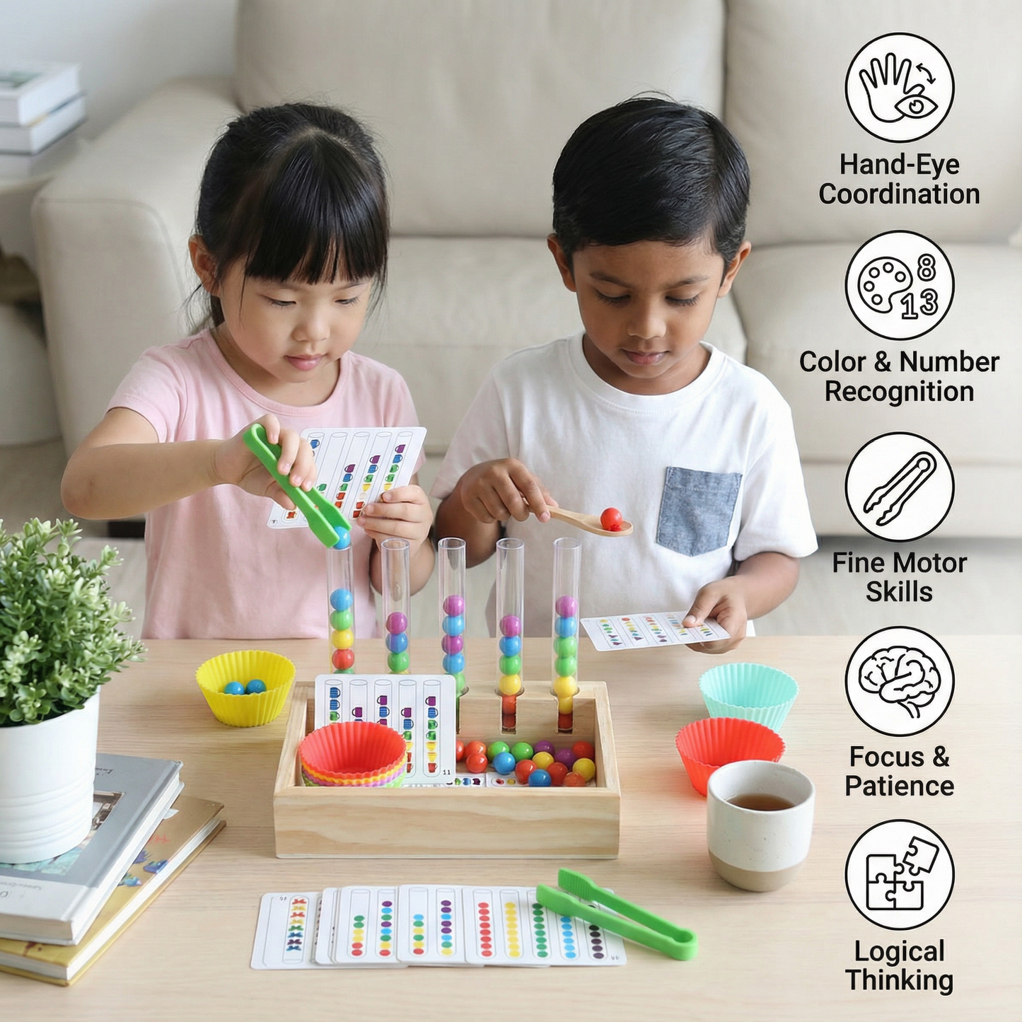 Montessori Test Tube Colors and Numbers Play and Learning Set