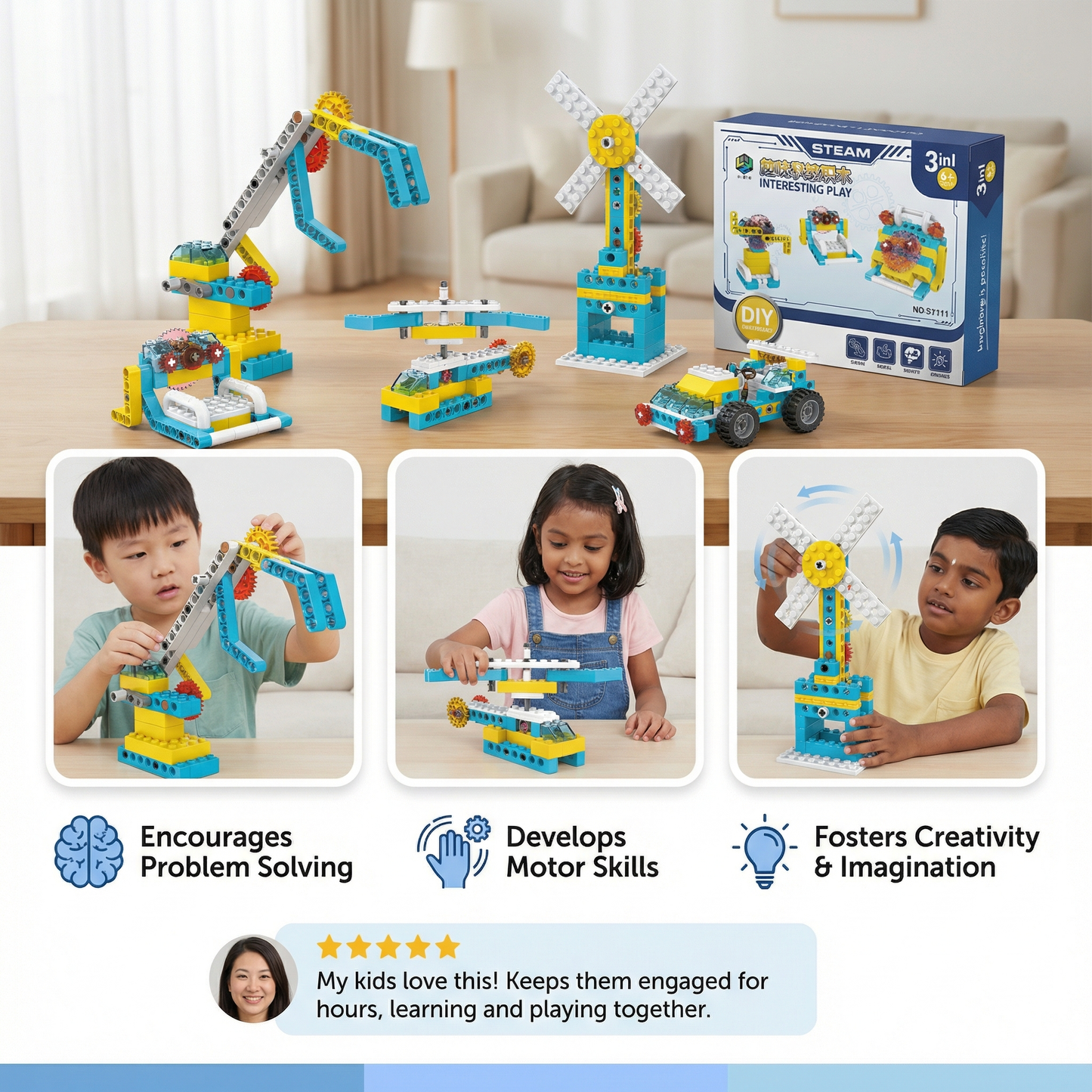 3-in-1 Science and Technology Building Block Playset