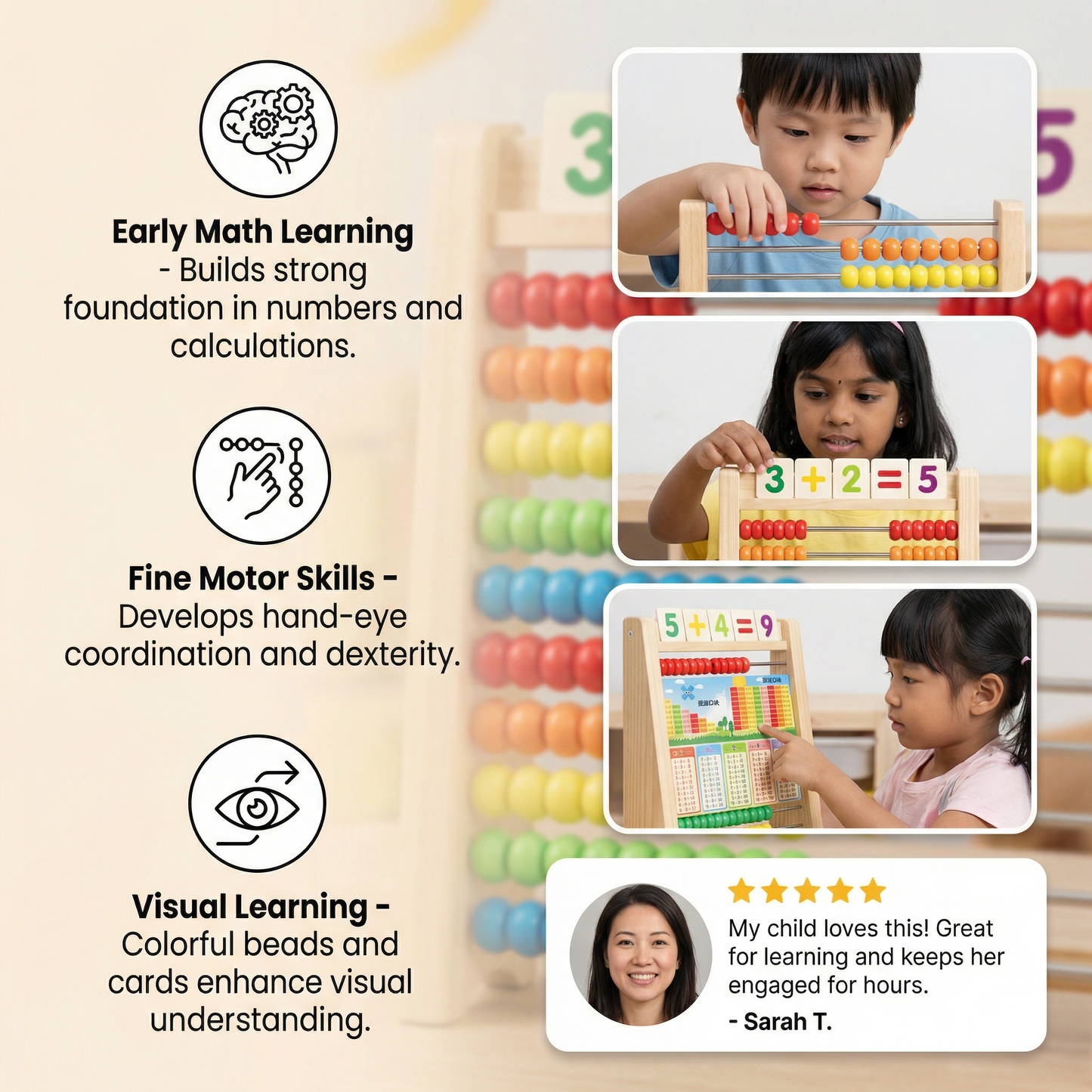 Wooden Counting Frame for Learning Numbers and Maths