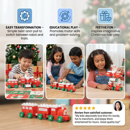 2-in-1 Transforming Christmas Train and Santa Claus Robot