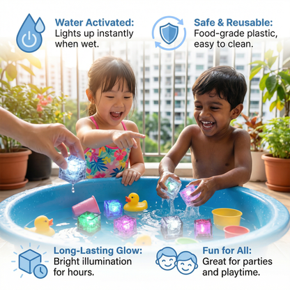 Light-Up Bath Cube Toy Set for Kids – 6-Piece Set