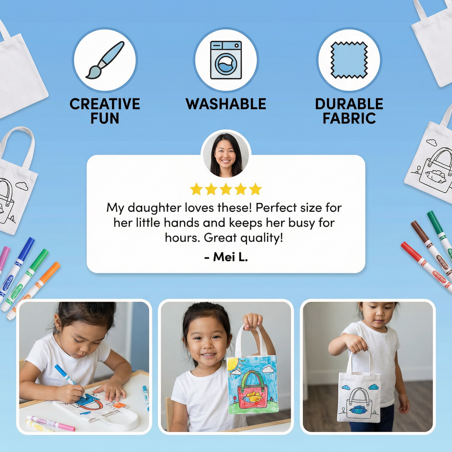 Kids’ Craft and Drawing Bag Set with Markers