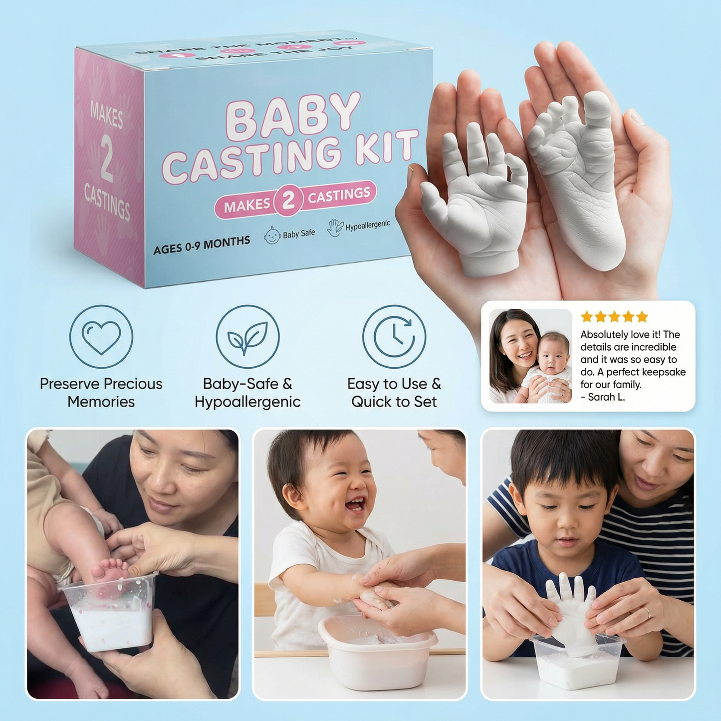 Baby Hand & Footprint Set – Keepsake Set for Newborns & Parents
