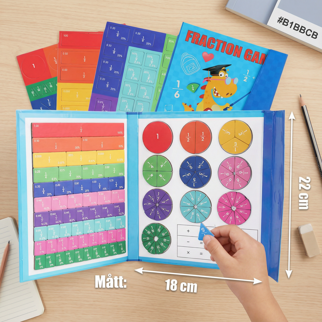 Magnetic Fraction Learning Board for Kids ⎜ Colorful Math Tool for Understanding Fractions and Operations