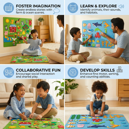 Felt Story Board for Kids ⎜ Educational DIY Set for Learning Animals, Imagination and Storytelling Fun