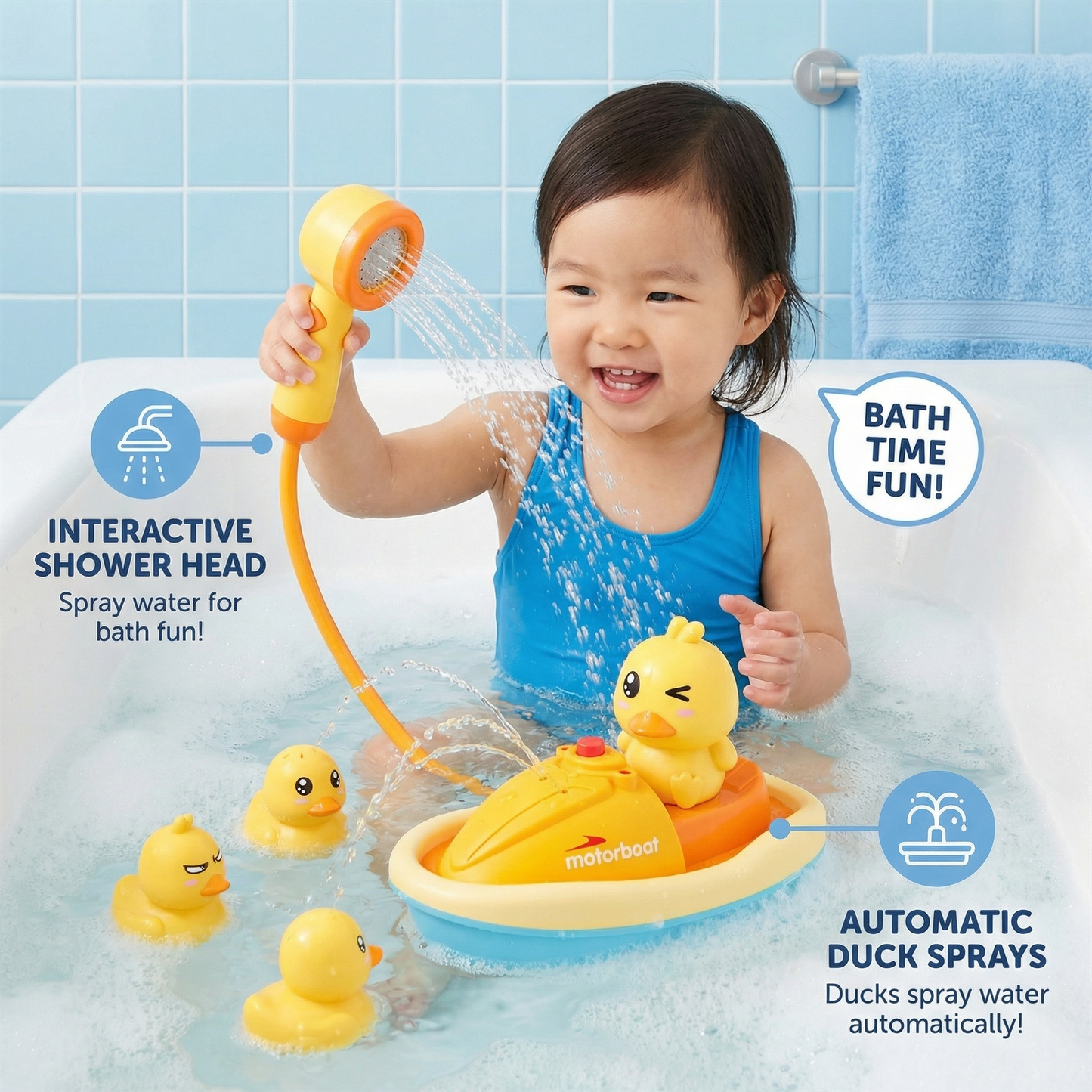 Duck Fountain Bath Toy With Shower Head