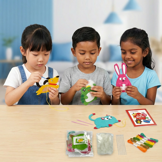 DIY Felt Animal Sewing Kit for Kids ⎜ Fun Craft Set for Hand-Eye Coordination and Creative Skill Building