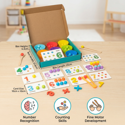 Montessori Math Puzzle for Kids ⎜ Educational Bead Matching Game for Number Recognition and Counting Skills