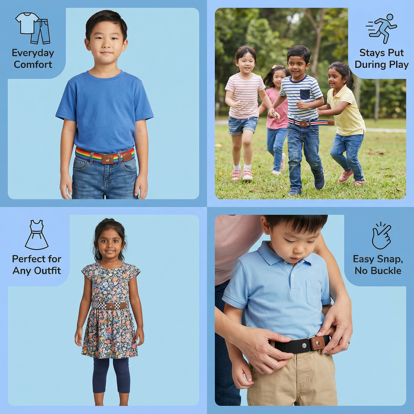 Comfortable Elastic Children’s Belts – Suitable for All Ages