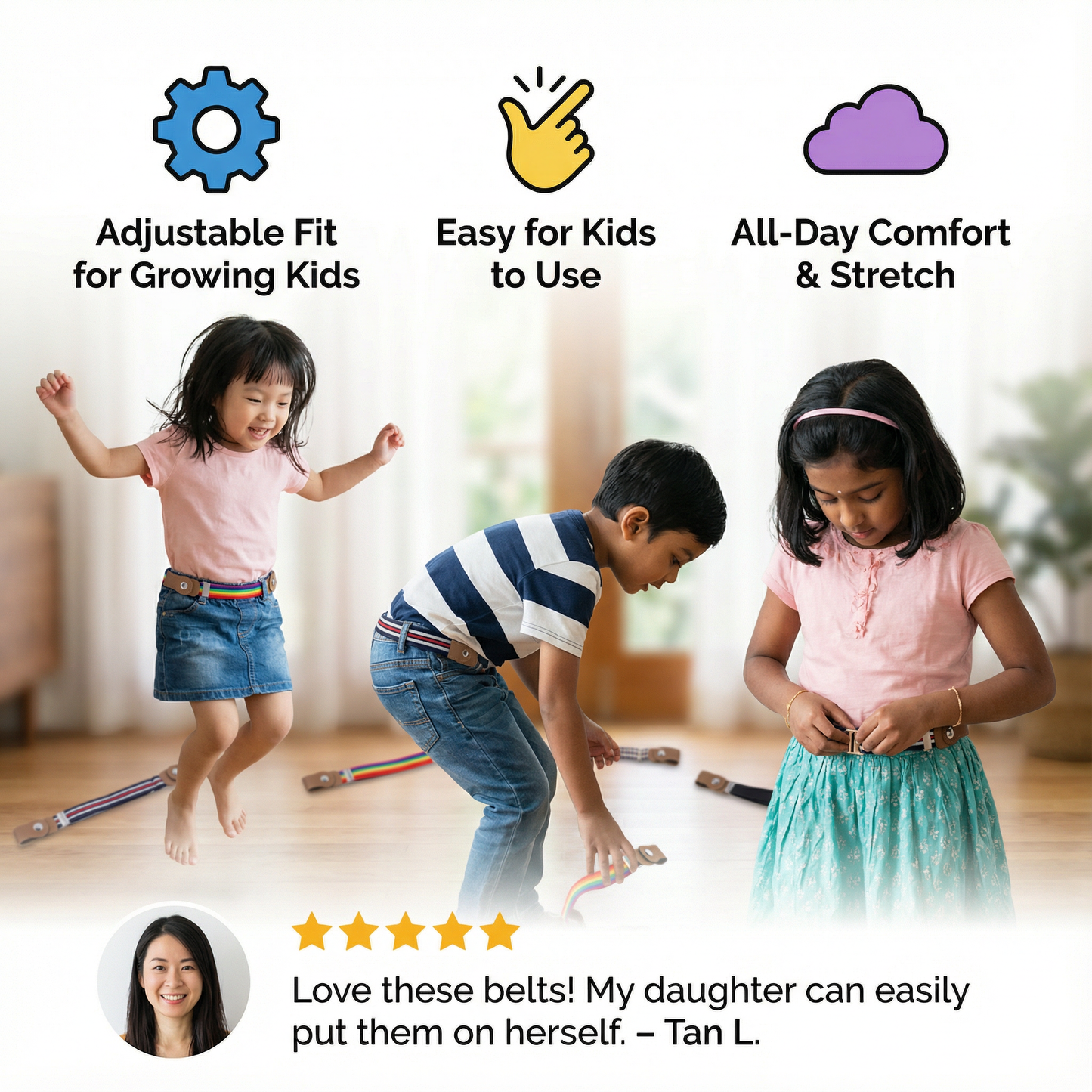 Comfortable Elastic Children’s Belts – Suitable for All Ages