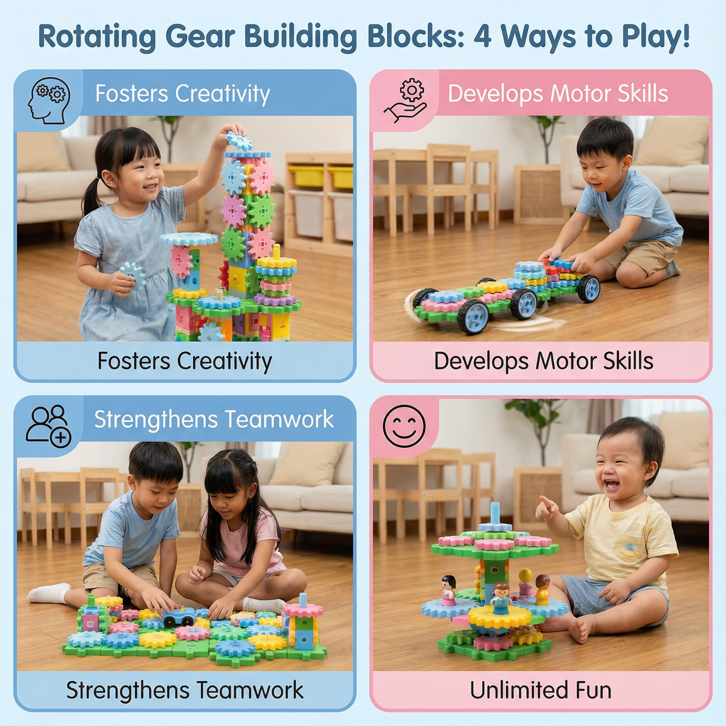 Rotating Montessori Gear Building Block Toy