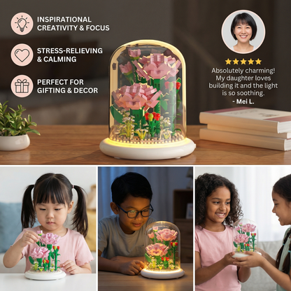 Elegant Building Block Flower in a Glass