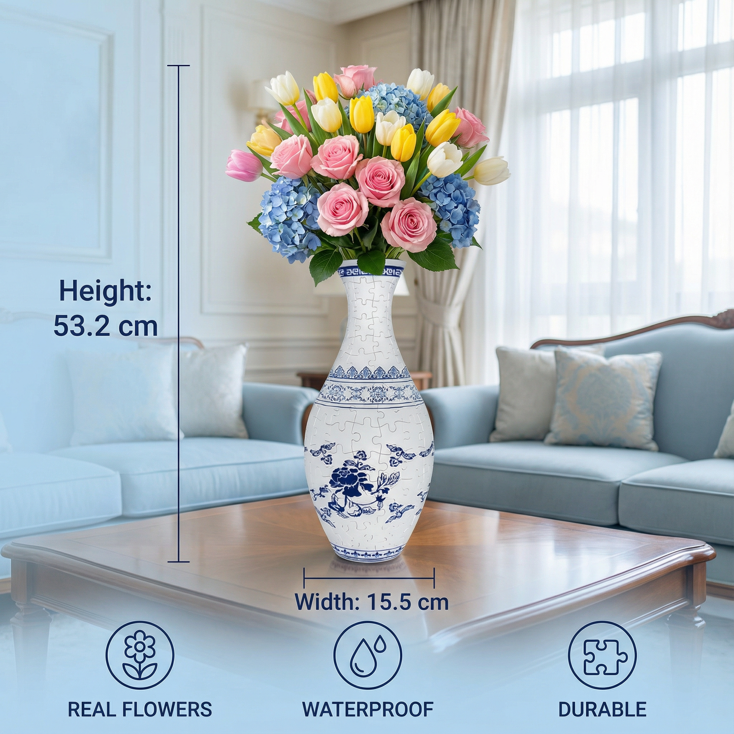 Elegant 3D Puzzle Vase – Usable for Real Flowers