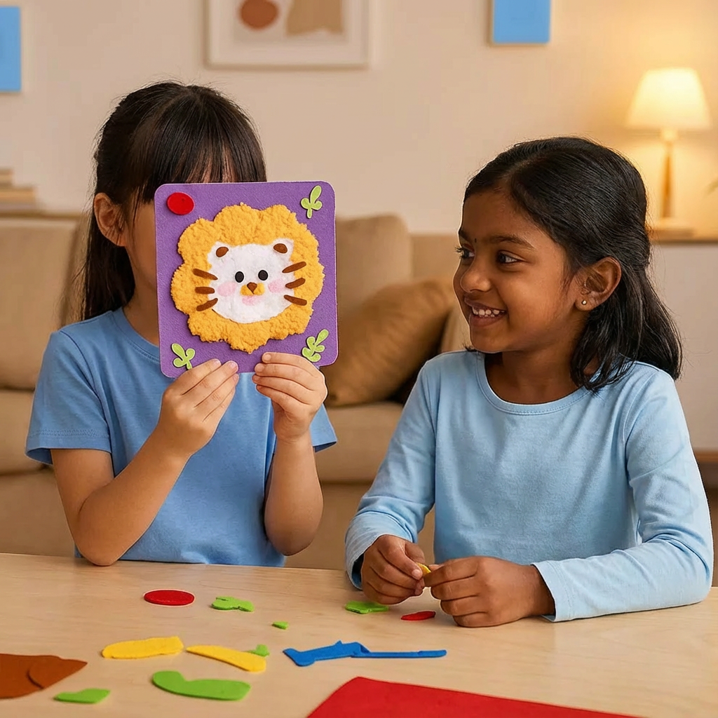 DIY Animal Craft Kit for Kids ⎜ Creative Handmade Material Set with Cartoon Stickers for Fun Learning and Play