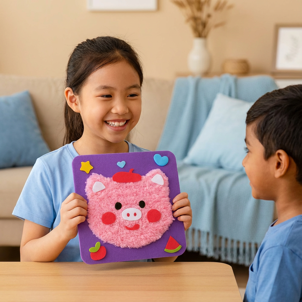 DIY Animal Craft Kit for Kids ⎜ Creative Handmade Material Set with Cartoon Stickers for Fun Learning and Play