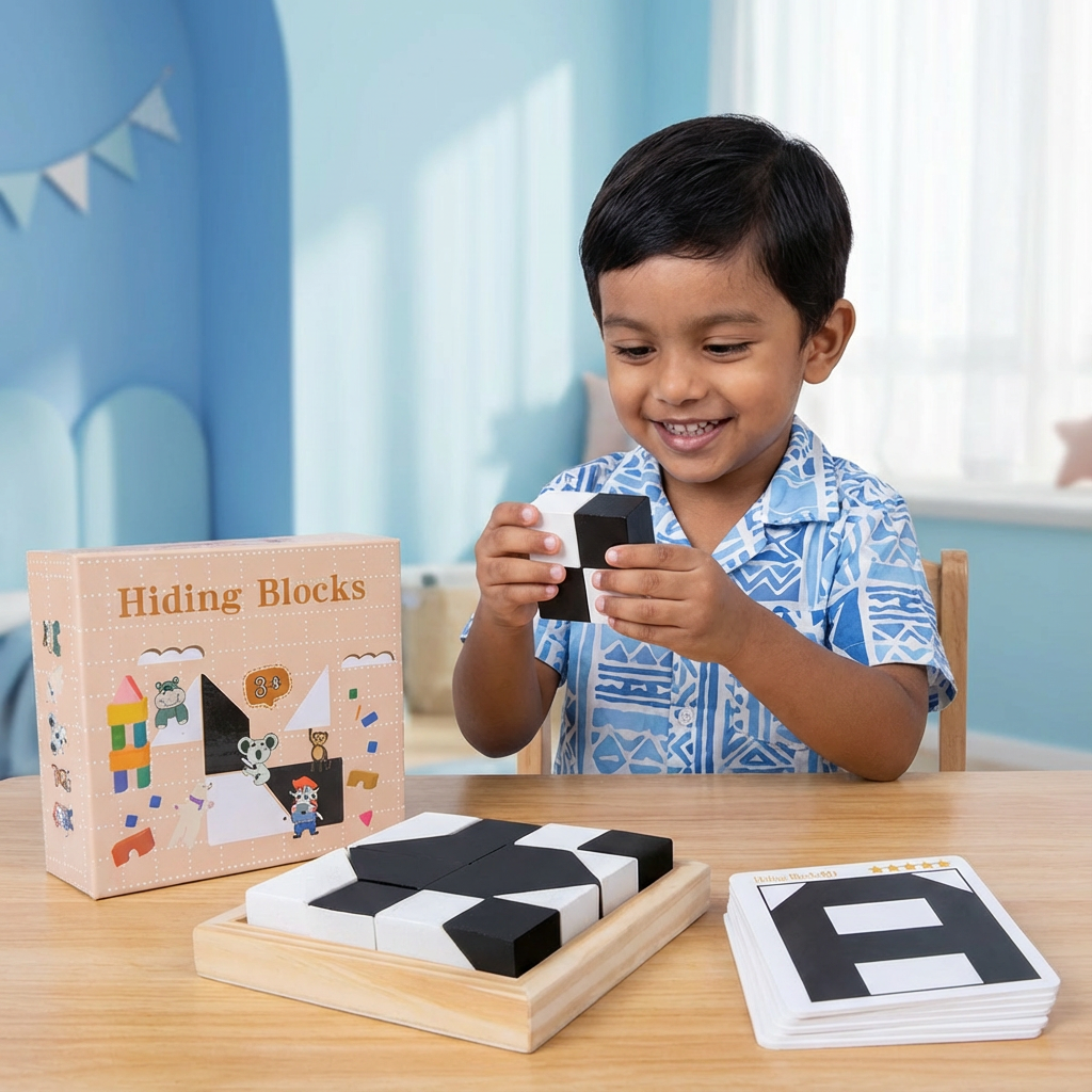 Battle Block Wooden Puzzle Game ⎜ Educational Toy for Logic Training for Children with Card and Board Game