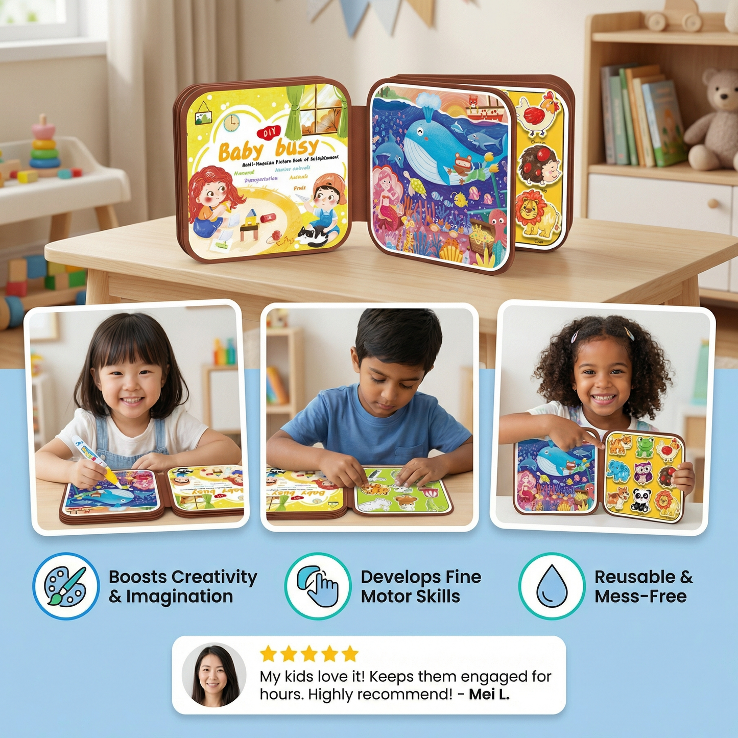2-in-1 Magical Montessori Story Book for Drawing and Play