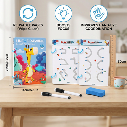 Pen Control Training Book for Kids ⎜ Reusable Drawing Practice to Boost Focus and Hand-Eye Coordination