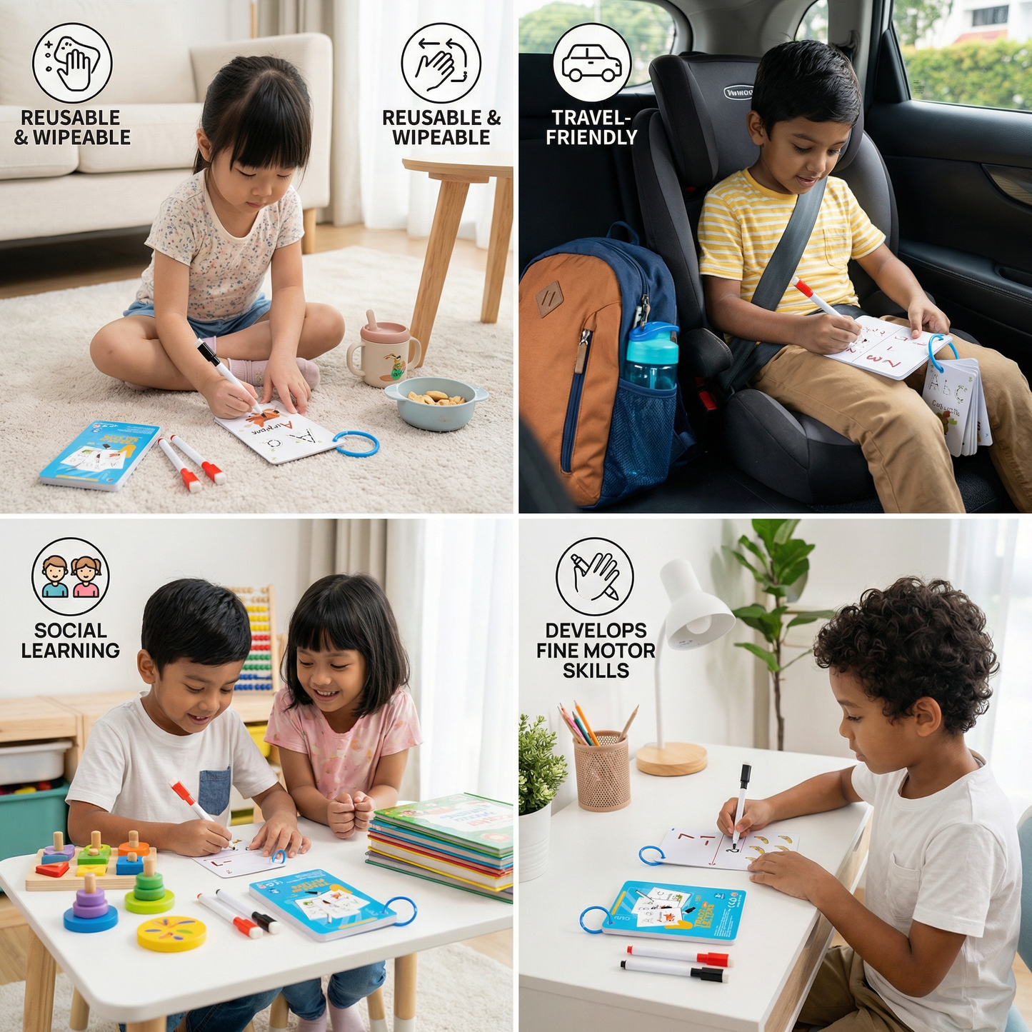 Reusable Numbers and Letters Learning Book for Children