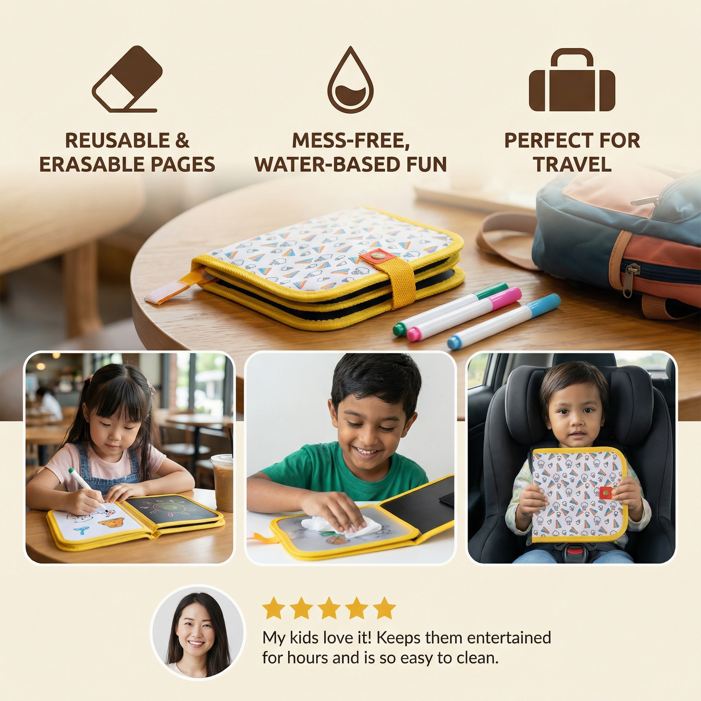 Portable Reusable Colouring Book for Children