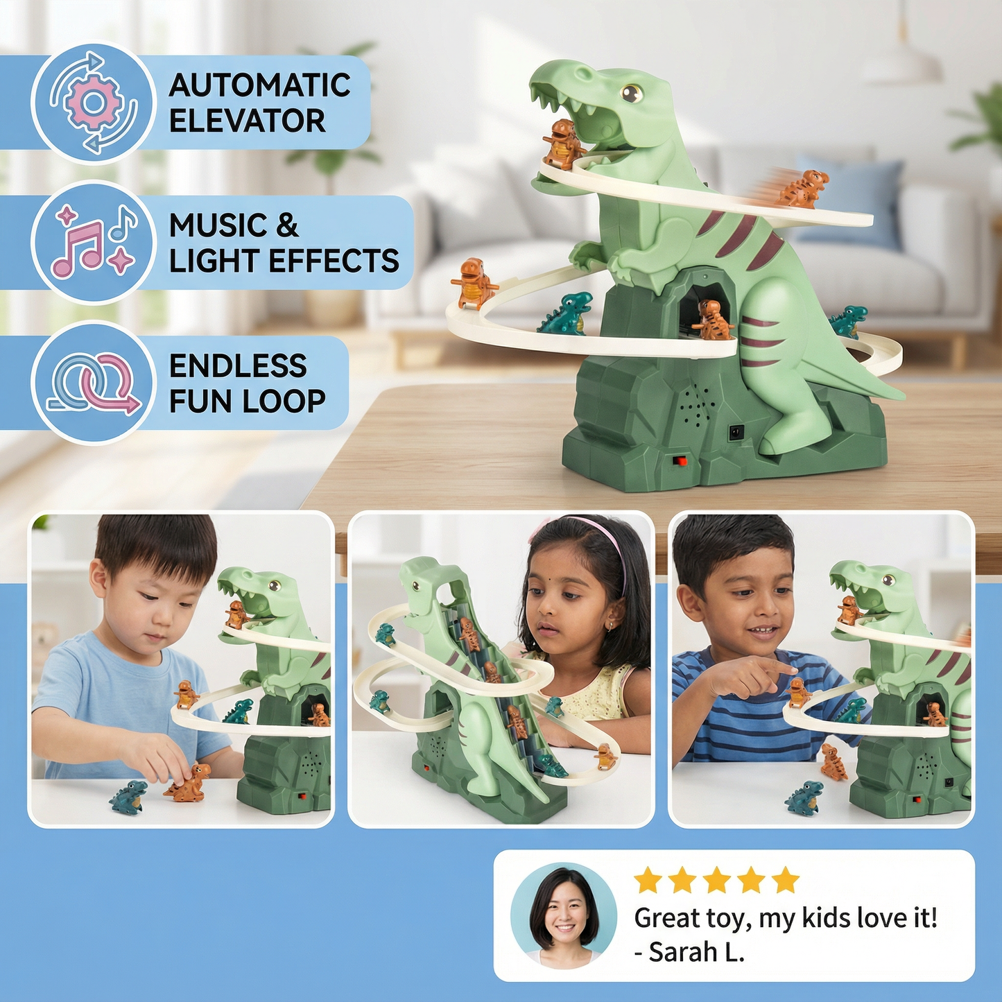 Dino Slide Roller Coaster Fun