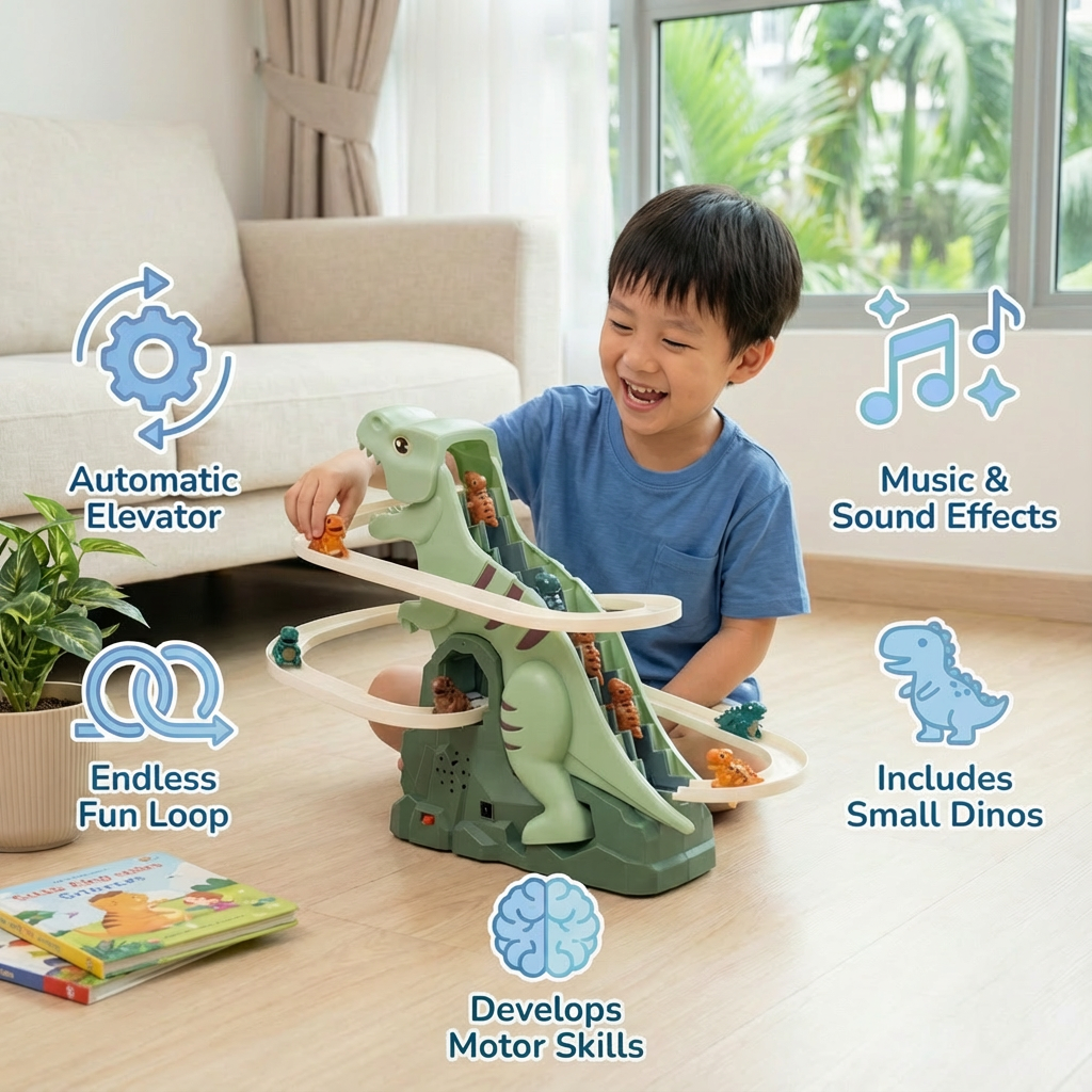 Dino Slide Roller Coaster Fun