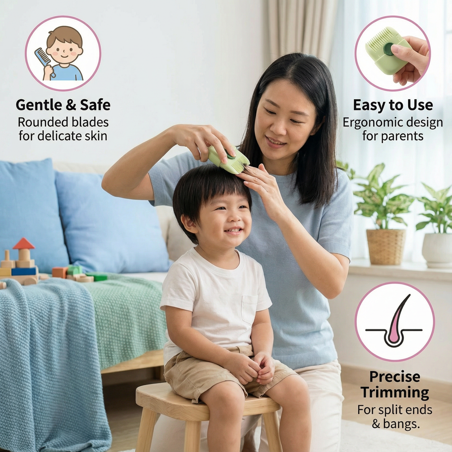 Child-Friendly and Gentle Haircut Comb