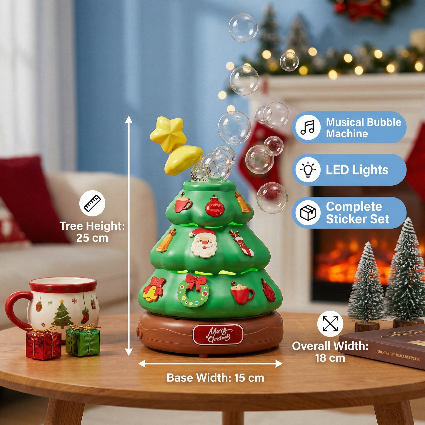Musical Bubble Christmas Tree with Stickers for Decorating