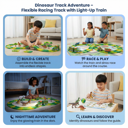 Dinosaur Track Adventure – Flexible Racing Track with Light-Up Train