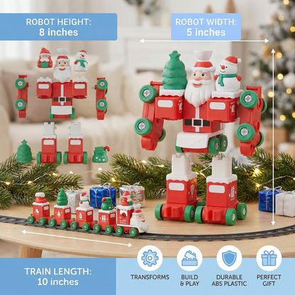 2-in-1 Transforming Christmas Train and Santa Claus Robot