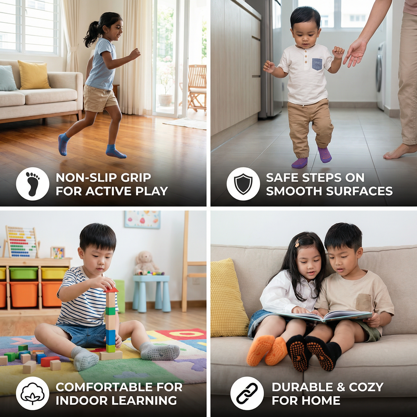 Safe Anti-Slip Sock Shoes for Children
