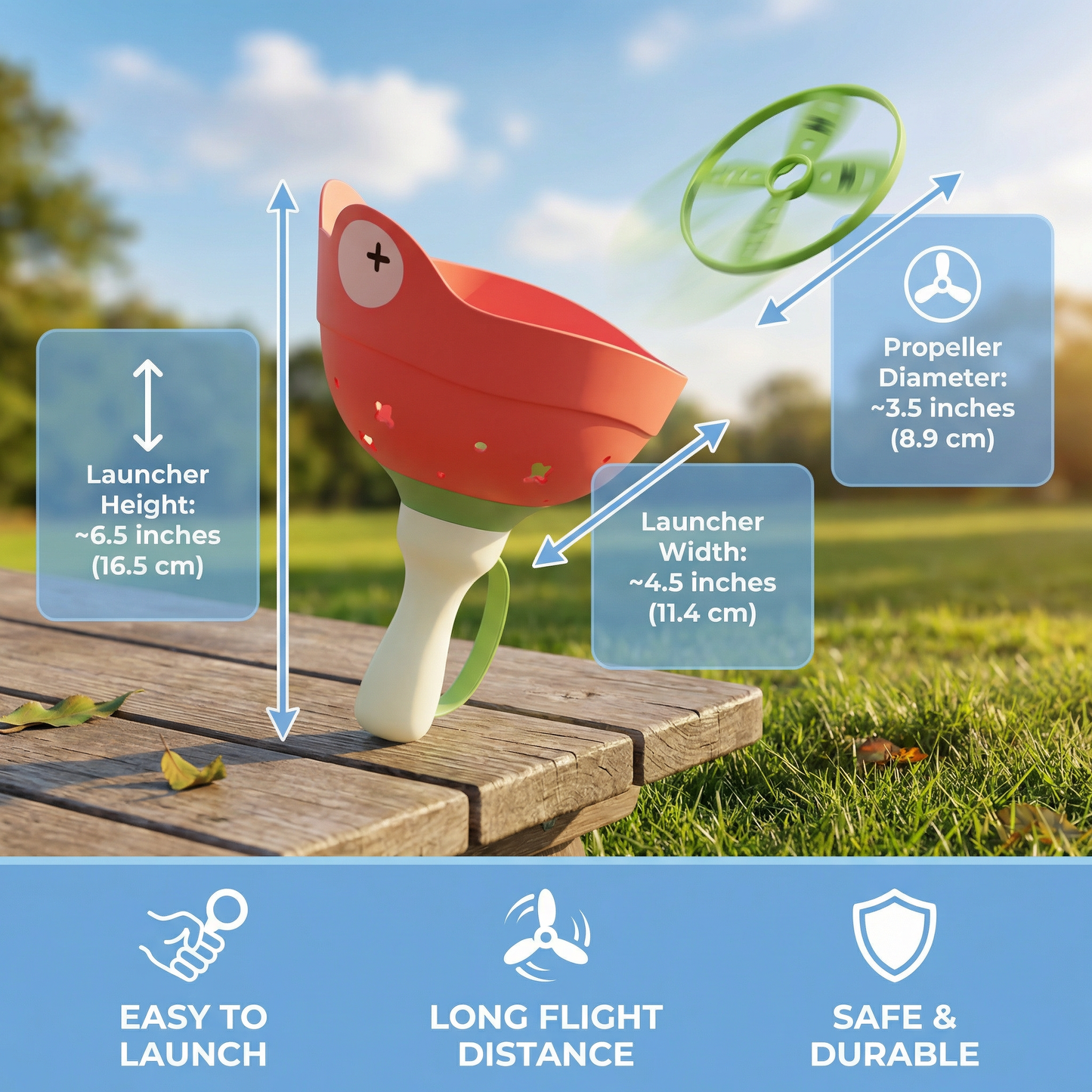 Flying Propeller Toy with Pull String Launcher