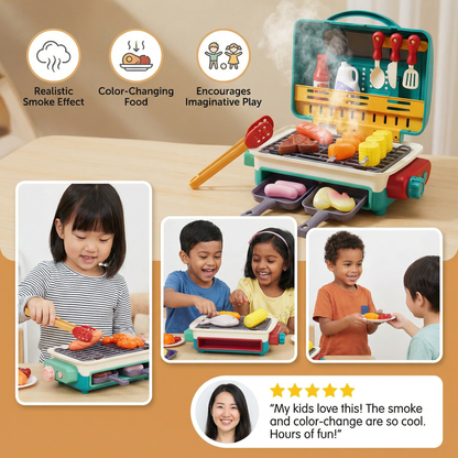 My First BBQ Grill – Kids’ Kitchen with Smoke Effect and Colour-Changing Food