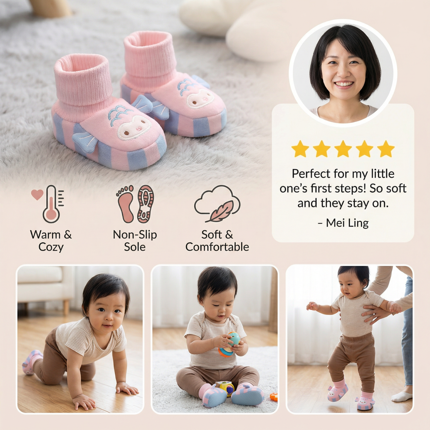 Cuddly Soft Baby Sock Shoes – Warm, Non-Slip & Comfortable