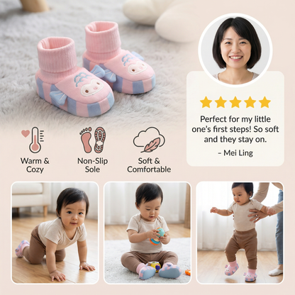 Cuddly Soft Baby Sock Shoes – Warm, Non-Slip & Comfortable