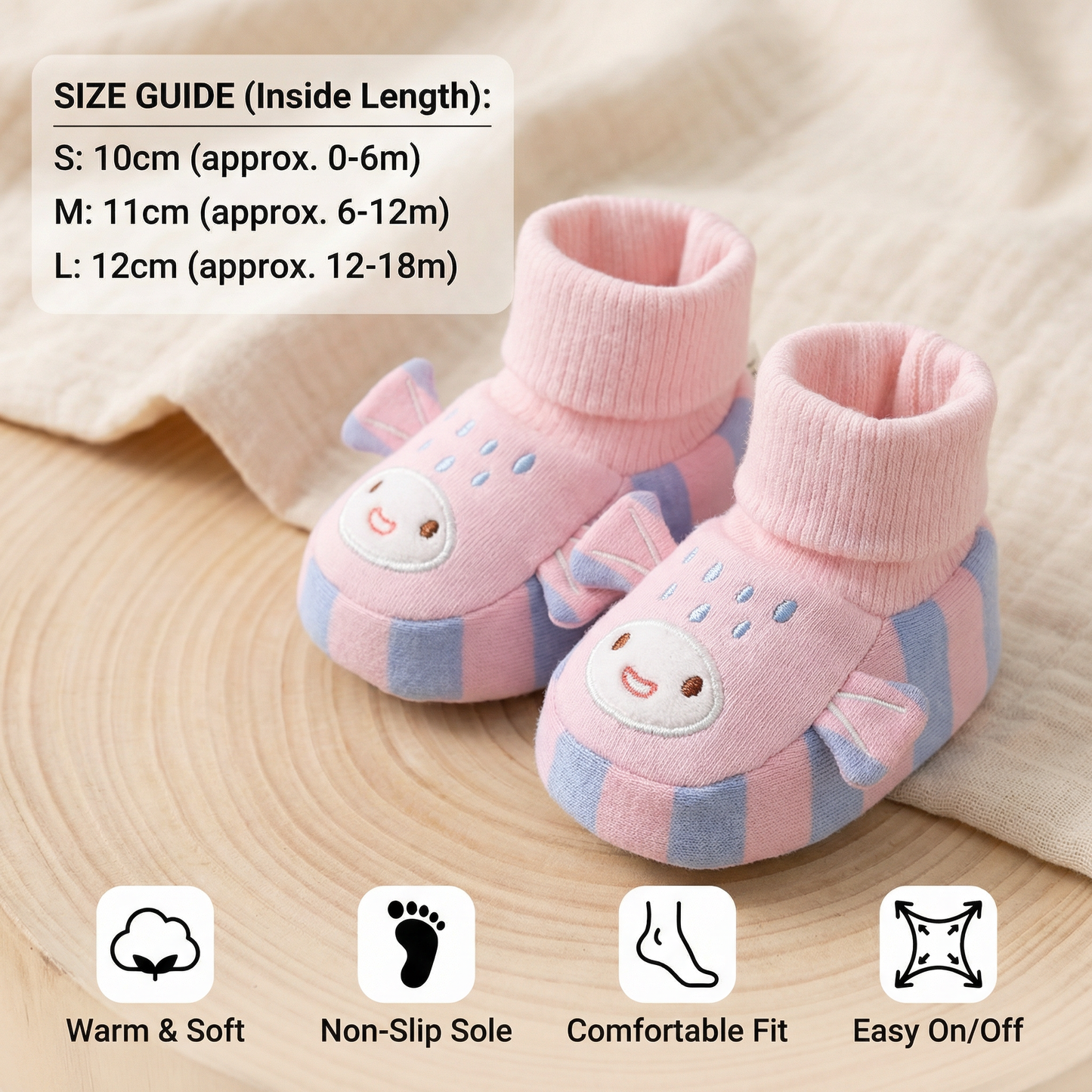 Cuddly Soft Baby Sock Shoes – Warm, Non-Slip & Comfortable