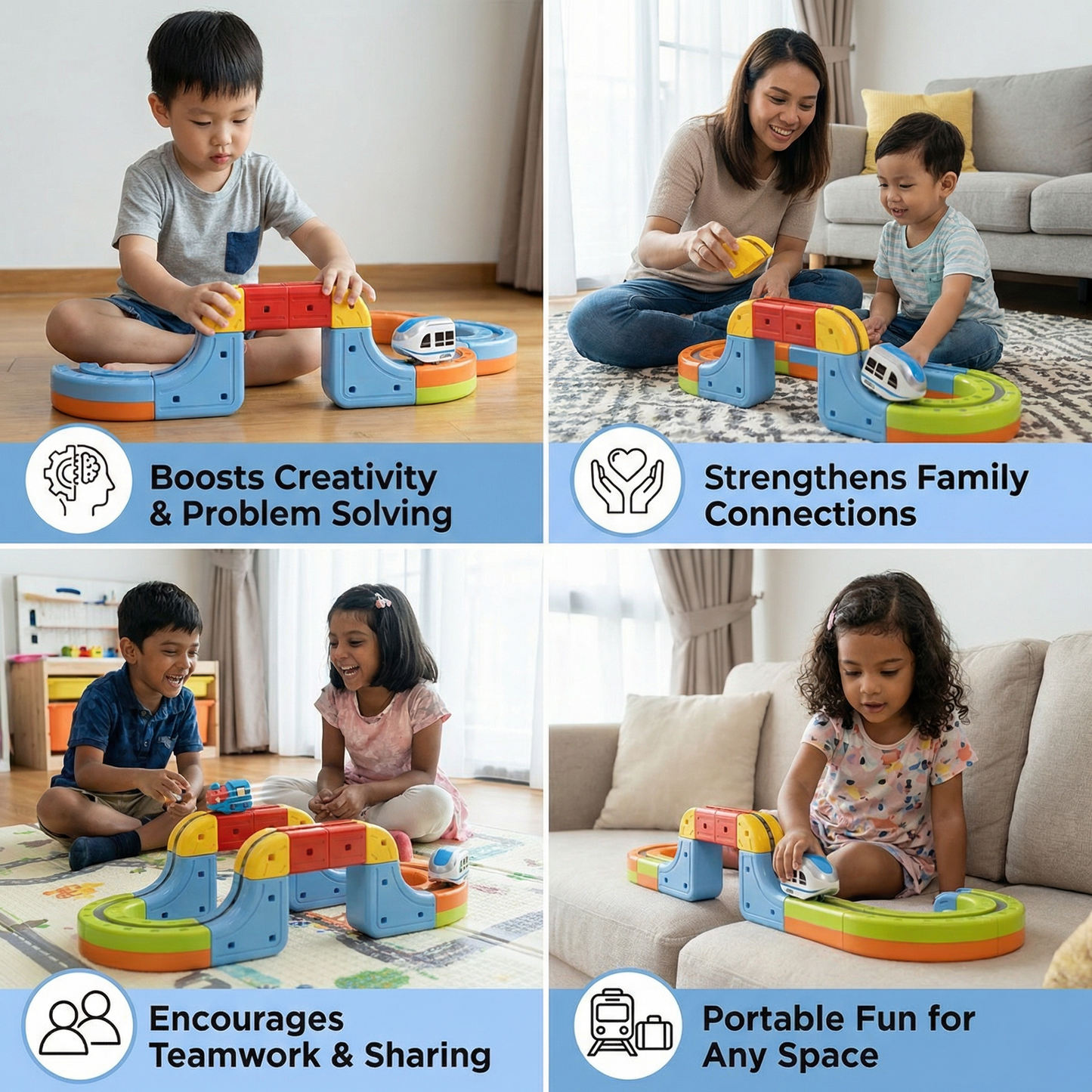 Magnetic Cube Track Railway Toy for Kids