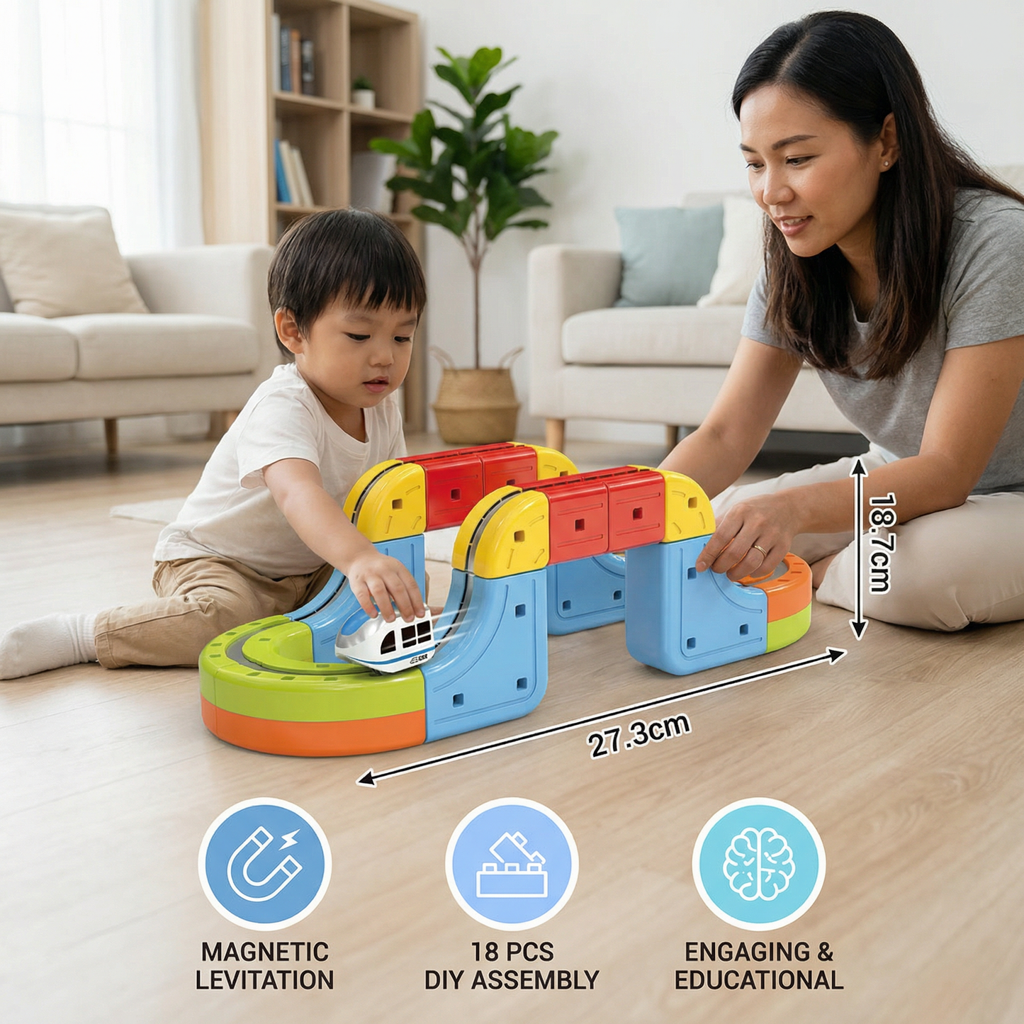 Magnetic Cube Track Railway Toy for Kids