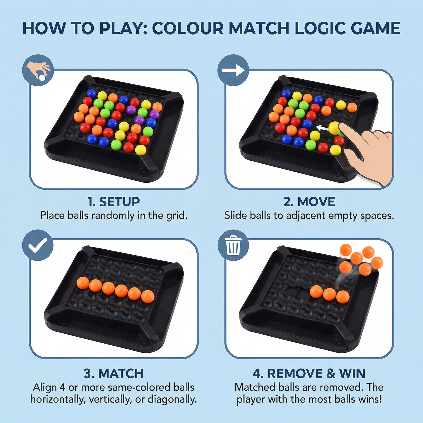Colour Match Logic Game – Interactive Ball Puzzle for Children & Adults